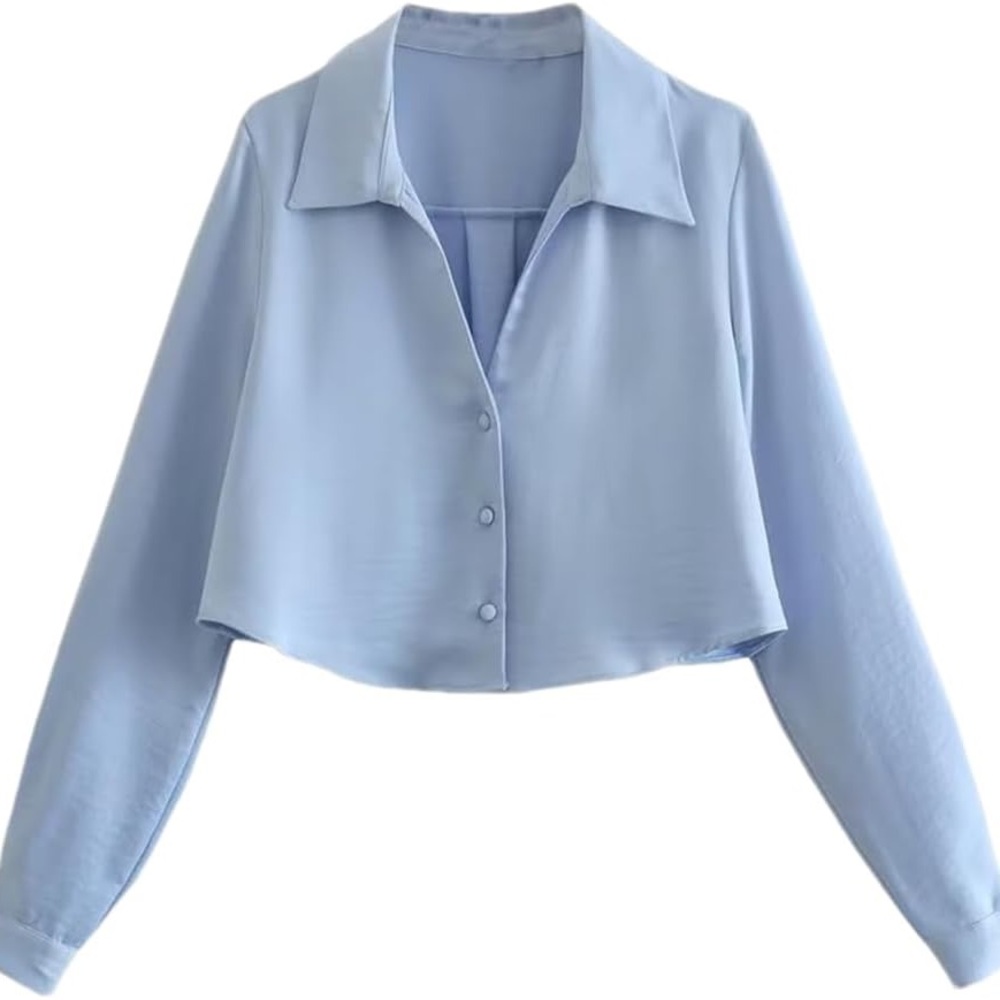Zara Light Blue Women's Button-Up Top, new with tags